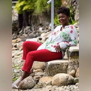 🎉 Tara Long sleeve Blouse Poppies Linen Bamboo